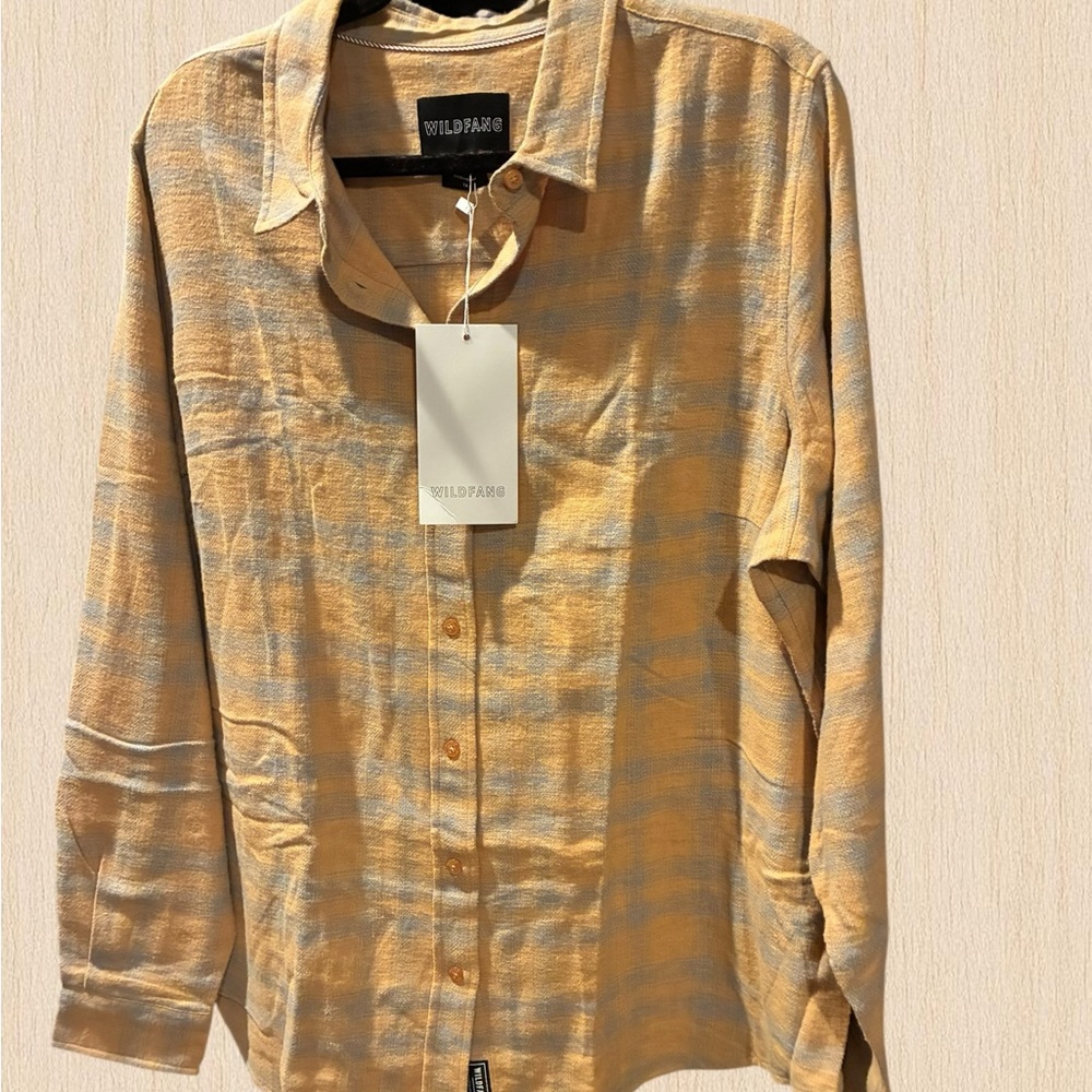 Wildfang Yellow and Gray Plaid Button-Down Shirt